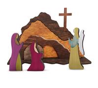 Easter Resurrection Scene Set, Easter Wooden Decorations Religious for The Home Table, Spring Christian Home Figurine Ornament Cross Risen Christ Figurine Decor Easter Crafts