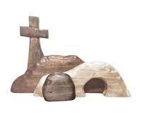 Easter Resurrection Scene Set He is Wooden Tabletop Centerpieces Decorations The Tomb was Empty Signs for Easter Home Holiday Table Décor and Teal Christmas Decorations (Brown, One Size)