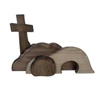 Easter Resurrection Scene Set He is Wooden Tabletop Centerpieces Decorations The Tomb was Empty Signs for Easter Home Holiday Table Décor Ornament for Christmas Trees Elegant (Brown, One Size)