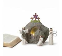 Easter Resurrection Scene with LED Lighting,Resin Empty Tomb Religious Decor