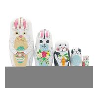 Easter Russian Nesting Dolls - 5 Pcs Cute Easter Bunny Nested Decor, Traditional Russian Nesting Dolls, For Home Home Living Room Playroom Spring Birthday Christmas Kids