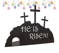 Easter Scene Decoration - Tabletop Centerpiece He is Risen Easter Tomb Sculpture | Indoor Resurrection Decor for Church, Entryway, Home, Study Room