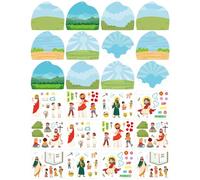 Easter Scene Jesus Crafts Stickers - Religious Sticker Scenes, Faith Based Craft Supplies | Reusable Jesus Resurrection Stickers, Lanyard Included Seasonal Decor For Kids Education Holiday Decorations