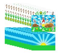 Easter Scene Stickers, 12x Easter Game Sticker, 8.27x5.71 inches Make Your Own Jesus Scenes, Bible Story Stickers for Sunday School, Religious Indoor Activities, Crafts