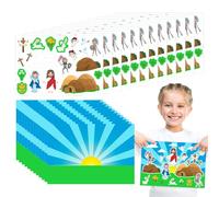 Easter Scene Stickers, 12X Make Your Own Easter Jesus Scene Sticker Game Set, Interactive DIY Bible Activity for Kids Church Classroom Party Indoor Games and Sunday School Crafts