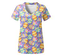 Easter Scrub Top Rabbit Healthcare Tunic Nurses Top Nursing Care Uniform Nurse Uniforms Women UK Care Nursing Uniform Black Tunic Beauty Uniform with Pockets