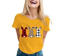 Easter Shirt Adult Tops for Women Happy Easter Shirts Funny Bunny T-Shirt Rabbit Graphic Tee Tops Easter Egg Holiday Shirt 2025 New