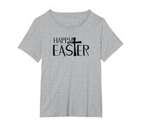 Easter Shirt for Men Women Cross Happy Easter Christians T-Shirt, Women's Plus, Heather Grey, 4X
