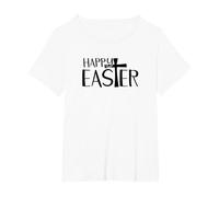 Easter Shirt for Men Women Cross Happy Easter Christians T-Shirt, Women's Plus, White, 5X