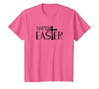 Easter Shirt for Men Women Cross Happy Easter Christians T-Shirt, Youth, Pink Heather, Small