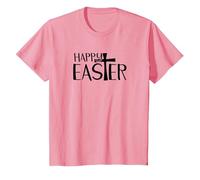 Easter Shirt for Men Women Cross Happy Easter Christians T-Shirt, Youth, Pink, X-Small