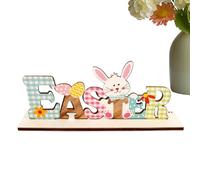 Easter Sign Blocks - Colorful Wooden Easter Decor, Spring Bunny Sign, Funny Indoor Home Decoration for Fireplace, Wall, or Desktop, Seasonal Holiday Accent, Charming Springtime Table Display