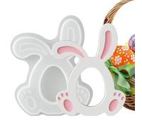 Easter Silicone Bunny Mold, Cute Rabbit Craft Mold for Cement, Clay, Plaster DIY, Styles A 12.9x9.9x1.4cm & B 14.2x10.5x1.4cm, Holiday Party Crafting for Family and Friends