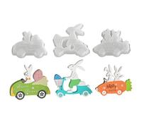 Easter Silicone Molds - 3 Piece Bunny Riding A Bike Plaster Figurine | DIY Car Shaped Rabbit Aromaa Diffuser Stone Mold | Spring Soy Wax Casting Kit, Novelty Craft Mould for Candle Making
