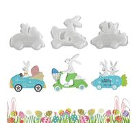 Easter Silicone Molds - 3 Pieces Easy Release Holiday Casting Mould | Easter Bunny Casting Molds,Riding A Bike Plaster Figurine | for Plaster Epoxy Wax Clay Craft Home Room Decor Making