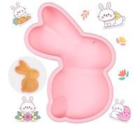 Easter Silicone Molds, 3D Bunny Chocolate Mold, Large Size Rabbit Making Tool Non-stick DIY Mould for Easter Day Party Supplies, Cake, Jelly, Pudding, Diy Handmade Kitchen Tool (Pink)