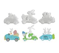 Easter Silicone Molds- Easter Bunny Riding A Bike Plaster Figurine, 3 Pieces Easy Release Holiday Casting Mould | Bunny Casting Molds | for Plaster Epoxy Wax Clay Craft Home Room Decor Making