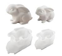 Easter Silicone Mould, 2Pcs Flexible Rabbit Molds DIY Easter Casting Moulds for Wax Resin Plaster Crafts