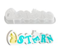 Easter Silicone Mould | Creative Tool with Bunnies and Silicone Letters | for Epoxy Resin Home Decoration Art Gift Friends Family Party DIY Crafts