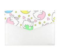 Easter Sleeping Bunny File Organiser, Filing Folders, A4 Organiser Folder, Uni Essentials Clear Plastic Wallets, File with Plastic Sleeves A4 with Snap Button, Pockets for School Office Home Travel