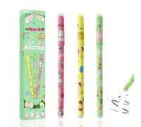 Easter Special Edition Erasable Pens 3 Pack, Pen With Eraser, Pink, Green, And Yellow, Eraser Pens Feature Easter Bunny And Egg Designs, 0.5mm Nibs, Friction Pen Blue Suitable For office (1 pack)