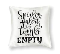 Easter Spoiler Alert The Tomb Was Empty Pillow Cover 16x16in Satin Farmhouse Pillow Shell Bunny Square Throw Pillow Case for Bench Outside Car Playroom Home Decor