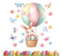 Easter - spring decoration | rabbits flowers butterfly | easter window stickers for home, living room, children's room, school, static, glass decoration