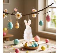 Easter Spring Decorations Easter Bunny Hanging Decorations Cute Rabbit Ornaments For Home Window Display & Festive (White, 20cm)