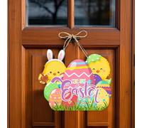 Easter Spring Decorations Easter Decorative Wreath With Bunny Paper Door Hanger For Party Decorations (C, 30cm)