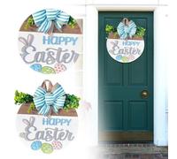 Easter Spring Decorations Easter Wooden Bunny Door Hanging Decoration Festive Atmosphere Bunny Door Hanging Decoration (Sky Blue, 30cm)