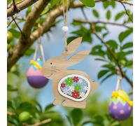 Easter Spring Decorations Easter Wooden Rabbit Heart Charm Festive Hanging Ornament (B, 11x9. 3x1cm)