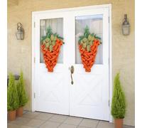 Easter Spring Decorations Summer Fall Carrot Artificial Wreath Easter Green Leaves Flower Hangs (B, One Size)