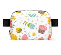 Easter Spring with Flowers and Eggs, Square Waist Bag Travel Bum Bag Casual Chest Bag Fanny Pack for Men Women