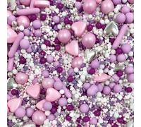Easter sprinkles Purple silver lilac white pink valentines hearts chocolate ball mix rods metallic Sprinkles cupcake cookies cake toppers pearls balls 100s and 1000s edible decoration LILAC LOVE