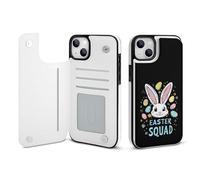 Easter Squa Cute Bunny Leather Flip Phone Case Wallet Cover Compatible with iPhone 14/14 Plus/14 Pro/14 Pro Max