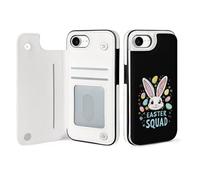 Easter Squa Cute Bunny Leather Flip Phone Case Wallet Cover Compatible with iPhone 16/16 Plus/16 Pro/16 Pro Max/16 E/16 SE4
