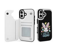 Easter Squa Cute Bunny Leather Flip Phone Case Wallet Cover Compatible with iPhone 16/16 Plus/16 Pro/16 Pro Max/16 E/16 SE4