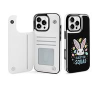 Easter Squa Cute Bunny Leather Flip Phone Case Wallet Cover Compatible with iPhone 16/16 Plus/16 Pro/16 Pro Max/16 E/16 SE4