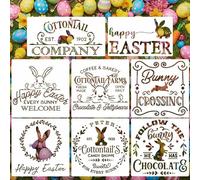 Easter Stencils Templates Reusable for Painting on Wood Canvas Scrapbook Paper Fabric Pillows, Happy Easter Bunny Farm Spring Stencil for Crafts Ornament DIY Window Door Home Decorations