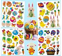 Easter Stickers, Fyvadio 12 Sheets 180 Pieces Easter Bunny Stickers Eggs Chick Labels for Easter Party Favor DIY Craft Art Making Decoration