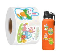 Easter Stickers Kids - 500 Pieces Self-Adhesive Egg Decals, 8 Designs Waterproof Bunny Stickers Roll with Fun Patterns, Envelope Card Notebook Accessory for Birthday Festival Party Bottle Phone Case