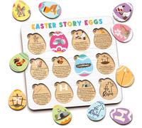 Easter Story Eggs - Resurrection Eggs Easter Story - 12 Wooden Egg Puzzle with Matching Regilious Story - Resurrection Gifts for Kids - Christian Toddler Gifts - Christian Basket Stuffer for Kids
