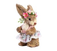 Easter Straw Bunny Figurine,Straw Easter Bunny Standing,Straw Easter Bunny Ornament,Easter Bunny Decorations,Standing Bunny Statues Figurine Straw Woven Easter Bunny Decorations,Easter Decorations