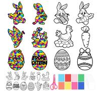 Easter Suncatcher Craft Kits for Kids, Easter Basket Fillers for Kids, DIY Window Paint Art Suncatchers Egg Sun Catchers Painting Craft Kits Birthday Gifts for 6+ Years Old Girls
