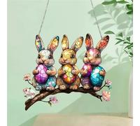 Easter Suncatcher Easter BunnyBunny Window Easter Bunny Bunny Egg Home Colorful Easter Rabbit Colorful Easter Rabbit Suncatcher Car Hanging Decoration (Orange, 18X20cm)