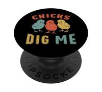 Easter Sunday Chicks Dig Me Funny Boy Chicken Lover Retro PopSockets Adhesive PopGrip