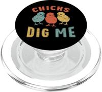 Easter Sunday Chicks Dig Me Funny Boy Chicken Lover Retro PopSockets PopGrip for MagSafe