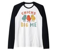 Easter Sunday Chicks Dig Me Funny Boy Chicken Lover Retro Raglan Baseball Tee