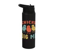 Easter Sunday Chicks Dig Me Funny Boy Chicken Lover Retro Stainless Steel Insulated Water Bottle