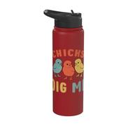 Easter Sunday Chicks Dig Me Funny Boy Chicken Lover Retro Stainless Steel Insulated Water Bottle